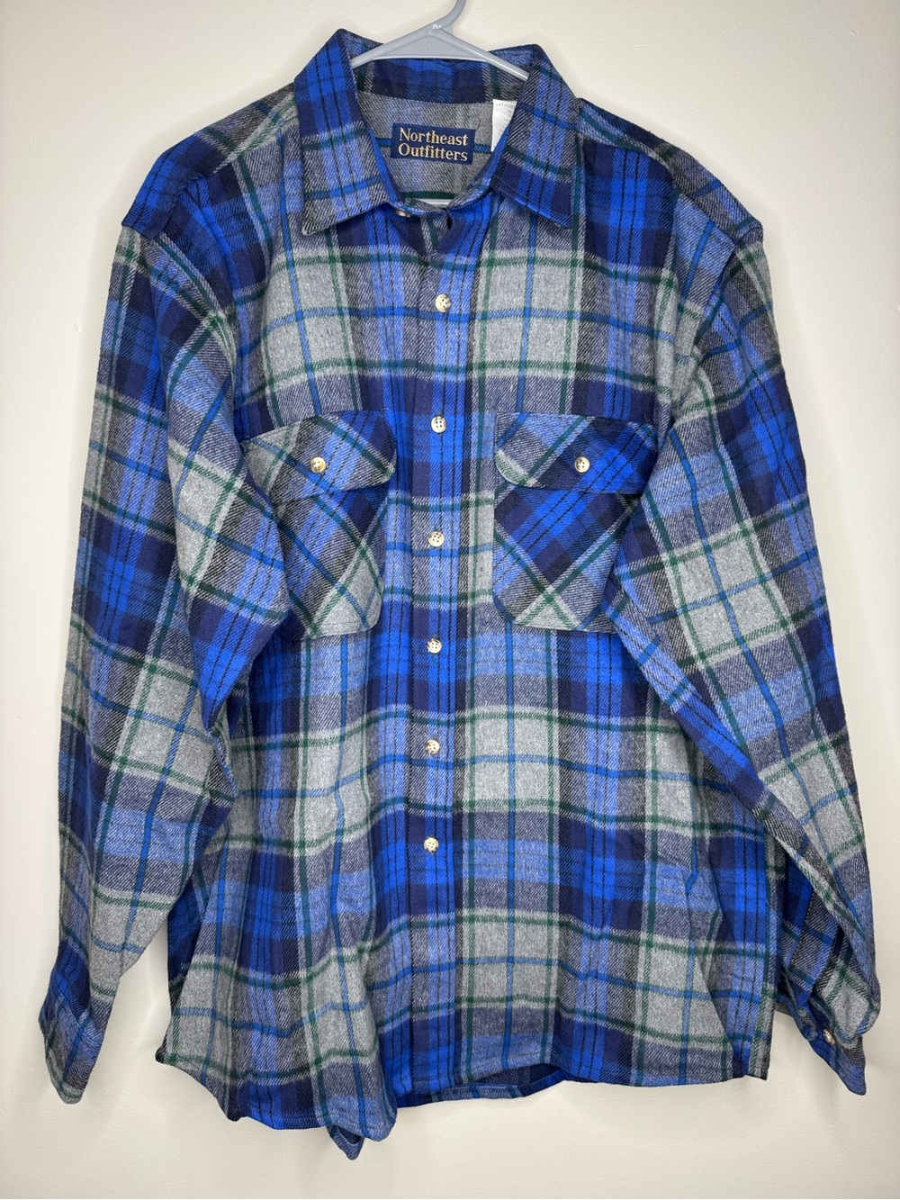 Vintage Northeast Outfitters Men’s XLT Flannel Shirt Jacket Blue Grey Plaid